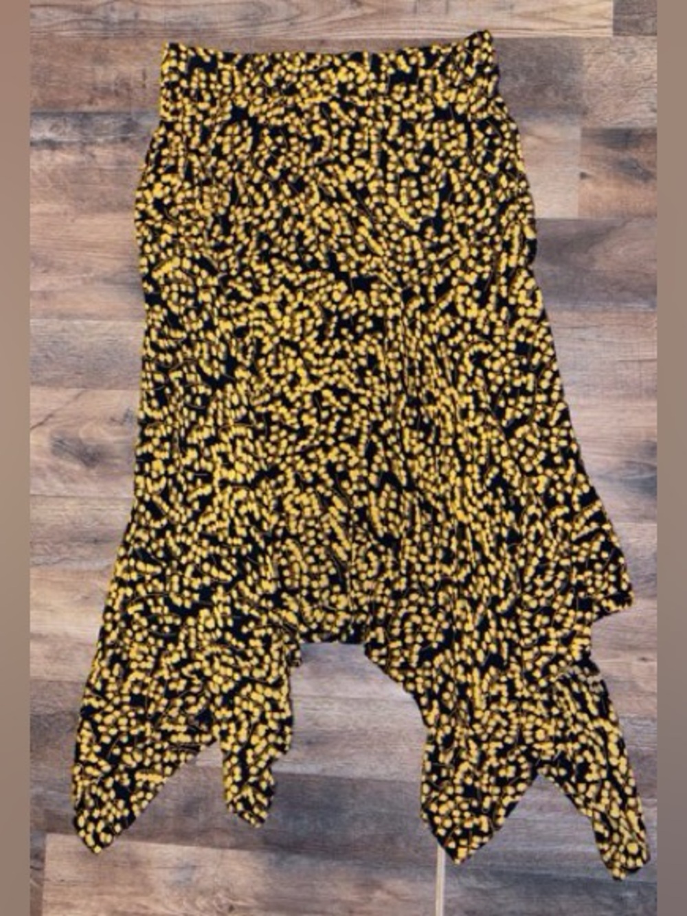 Ganni Black and Yellow Floral Asymmetrical Midi Skirt - Picture 3 of 6